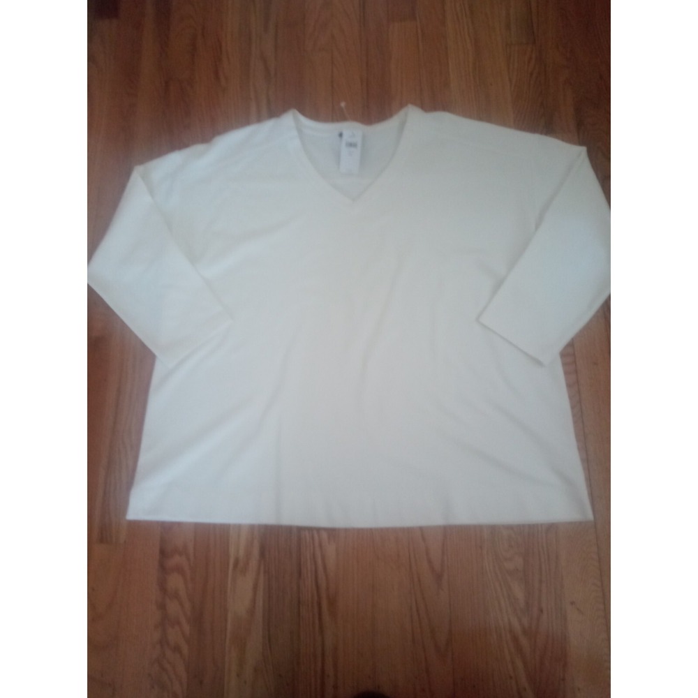 j jill wearever collection 2X Cream Crew Neck 3/4 Sleeve V. Neck Tunic Top N W T